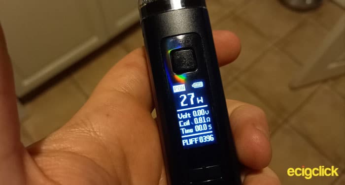 Uwell Aeglos Pod Kit screen