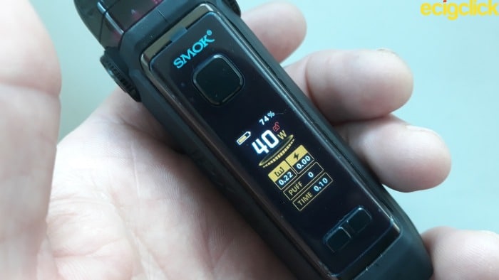 Smok IPX80 pod kit screen display