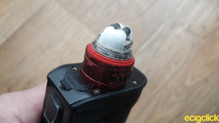 RBA wicking shown in the juice port