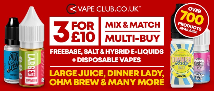 3 Eliquids For £10 cheap deal vape club