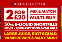 Vape Deal: E-Liquids – 2 for £20 Mix & Match – Vape Club 2 for £20 eliquid sale vape club