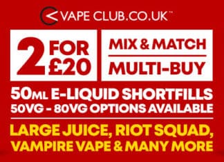 2 for £20 eliquid sale vape club