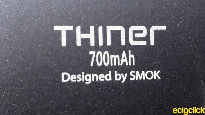 Smok Thiner Kit Logo on side of battery section