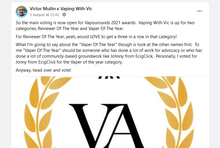 vapouround awards vaper of the year
