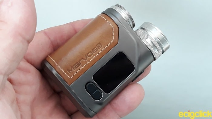 Freemax Marvos S Pod Kit side view with logo and battery cap threading