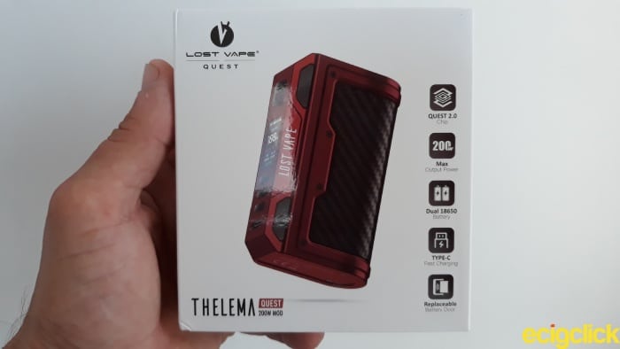 Lost Vape Thelema Quest 200W mod packaging