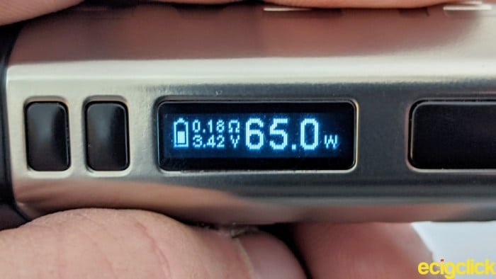 screen display in wattage mode