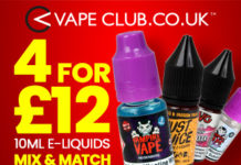 4 for £12 10ml eliquids vapeclub