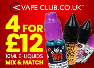 4 for £12 10ml eliquids vapeclub