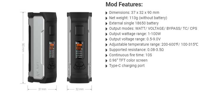 rhea x mod specs