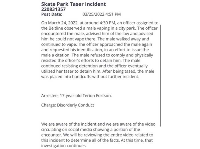 tazer incident 1