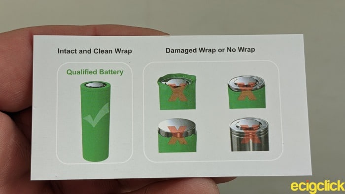 Eleaf iStick Pico Le battery safety card