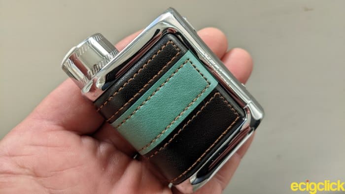 Eleaf iStick Pico Le side view image showing leather like finish with stitching