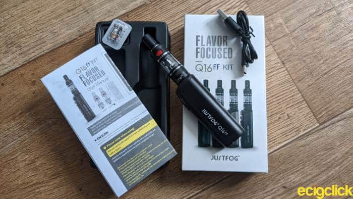 JustFog Q16FF starter kit unboxing image