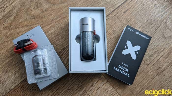 Moti X Mini Pod Kit unboxed image