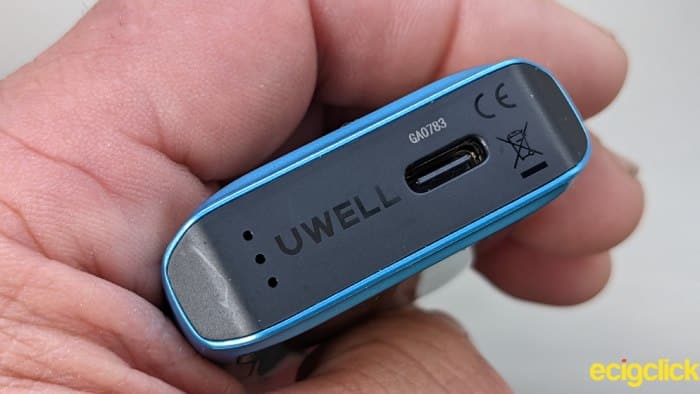 Uwell Caliburn GK2 Type C USB charging port