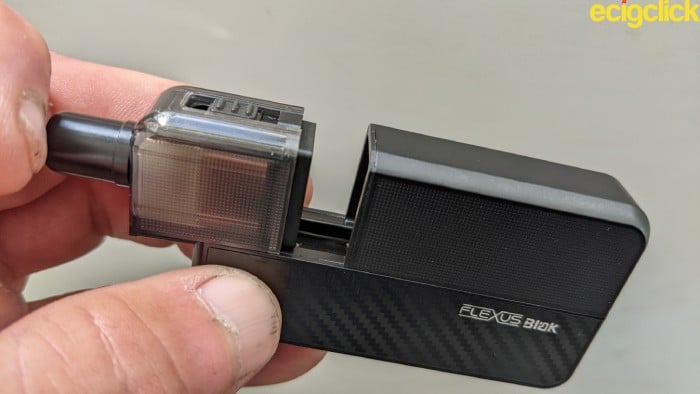 Pod track system on the Mod of the Aspire Flexus Blok pod kit