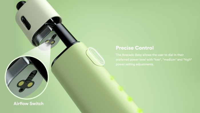 Precise airflow control on the Vaptio Avocado baby pod kit