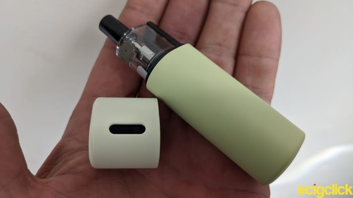 Removing the pod cap of the Vaptio Avocado Baby pod kit