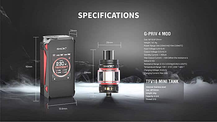 Smok G-Priv 4 Kit specs kit