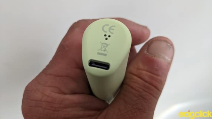 USN charging port on the Vaptio Avocado Baby pod kit