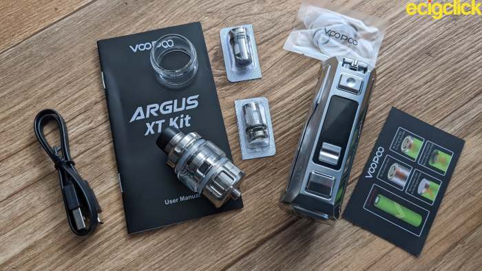 Kit contents of the Voopoo Argus XT 