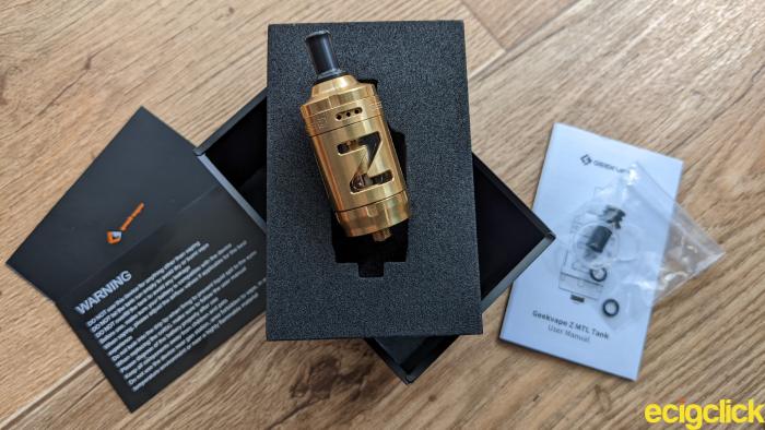 Unboxing image of the Geekvape MTL Z tank