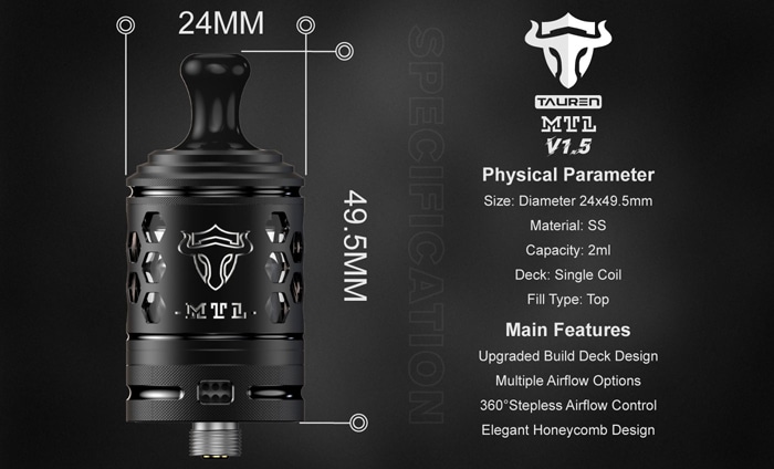 tauren mtl v1.5 rta specs