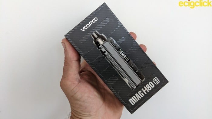 Boxed image of the voopoo Drag H80S pod kit