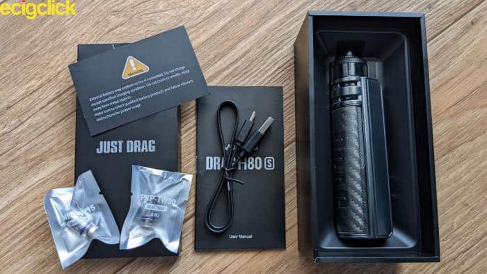 Inside the box of the Voopoo Drag H80 S pod kit