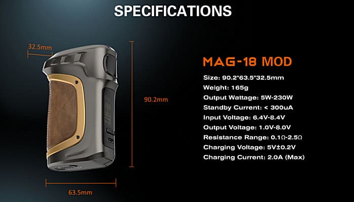 Smok Mag-18 mod specs