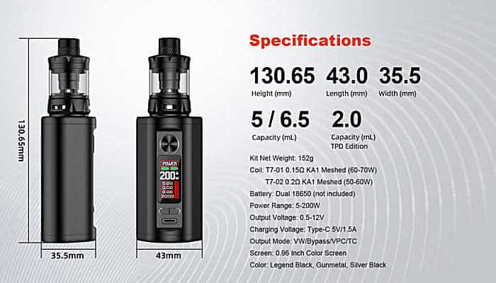 Hellvape Hell200 specifications
