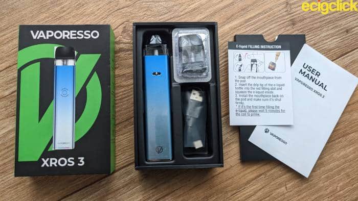 Vaporesso XROS 3 what's in the box?