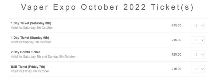 expo oct 2022 prices