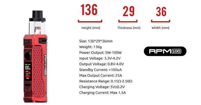 rpm 100 specs