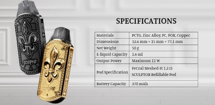Uwell Sculptor specifications