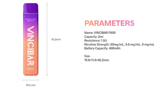 vincibar f600 specs