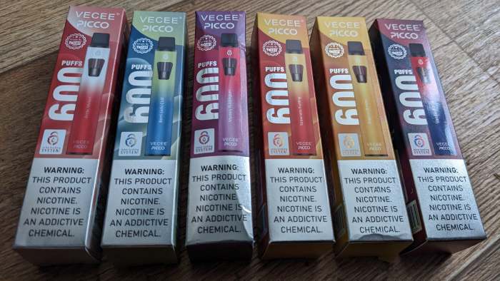 Vecee Picco range of disposable vapes