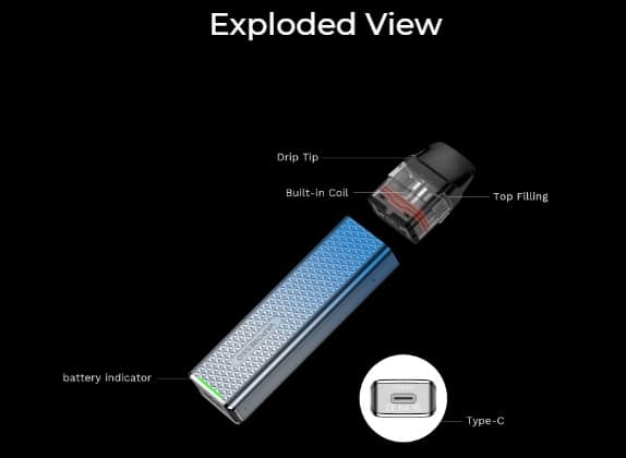 Exploded view of the XROS 3 mini pod kit