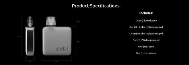 DotPod Nano specifications