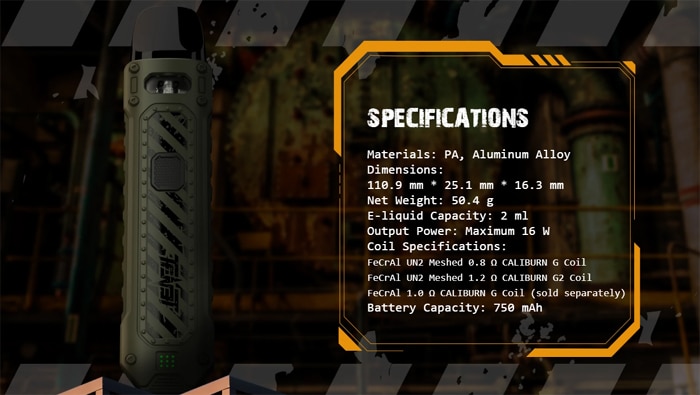 uwell caliburn Tenet specs