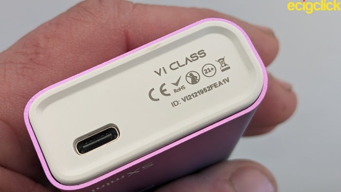 USB charging port on Vi Class AIO pod kit