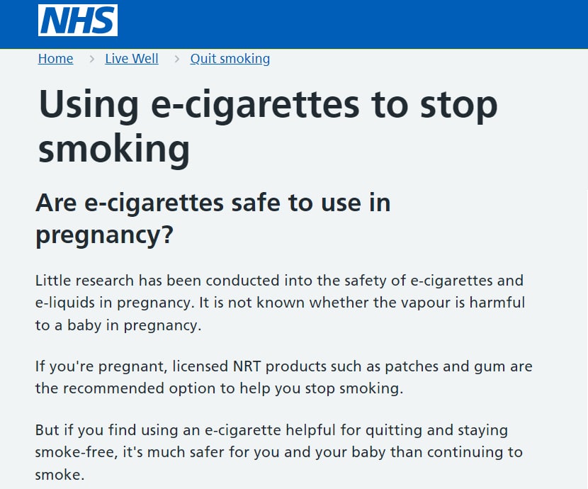 nhs preg vape