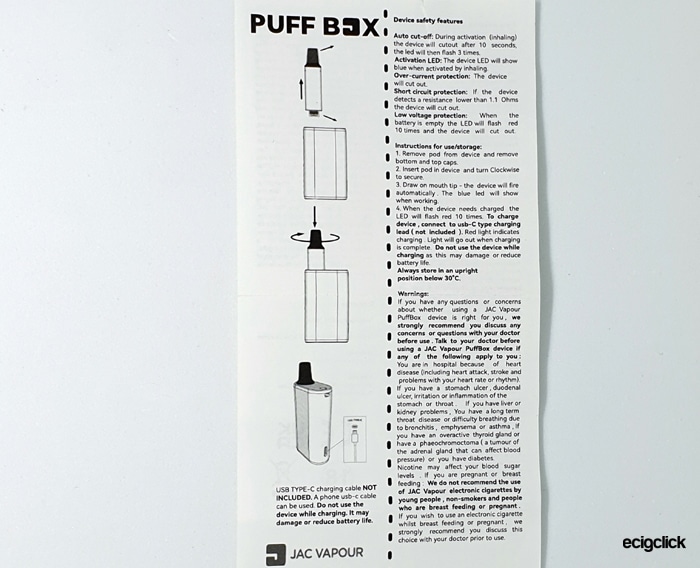puff box instructions