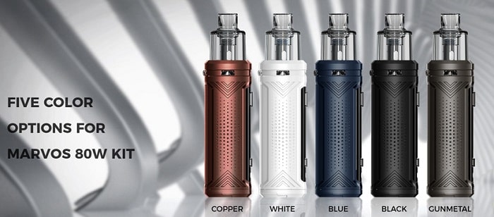 Colour options for the Marvos 80W pod kit