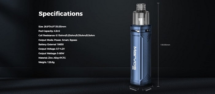 Freemax Marvos 80W pod kit specifications