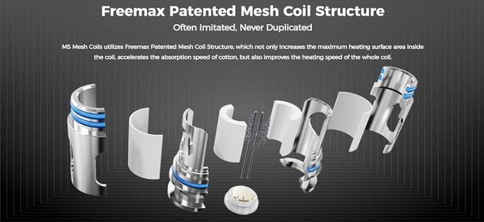 Patented structure of the Freemax Marvos mesh coils