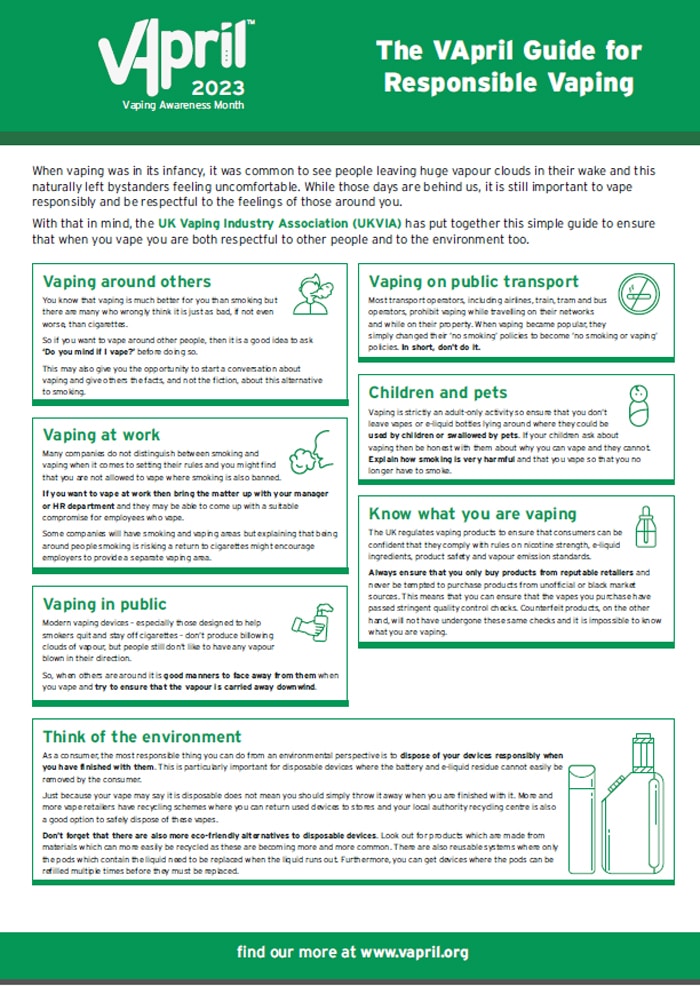 vapril 2023 responsible guide