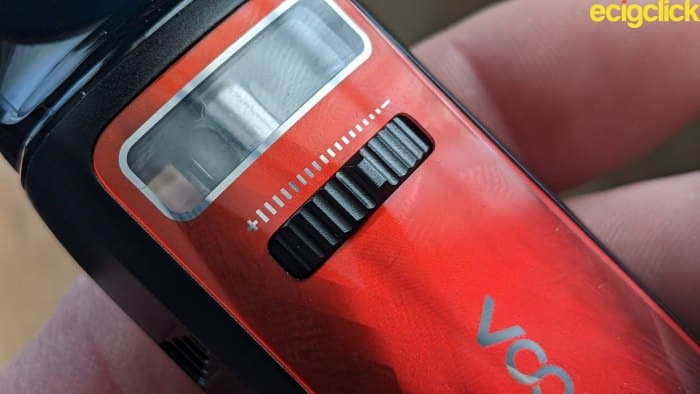 Airflow slider and e-liquid viewing window on Voopoo Vinci 3 Mod pod