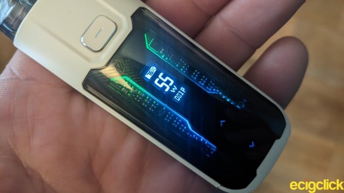 Futuristic display of the Vaporesso Luxe XR MAX